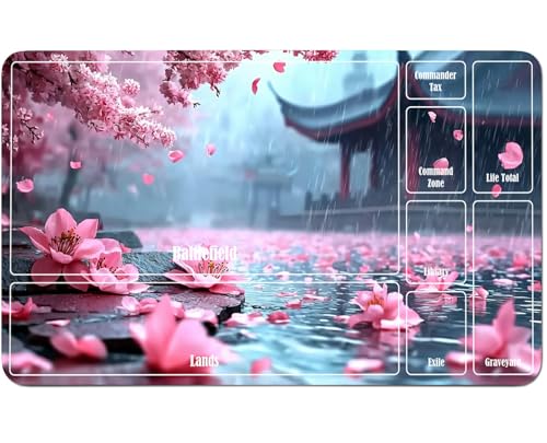 RWUTYTIUL for MTG Card Playmat 24 X 14 Inch with A Zone, Stitched Play Mat for Commander Board TCG RPG CCG Game Desktop Tablet Mouse Pad for Playing Accessories, Lotus Stream von RWUTYTIUL