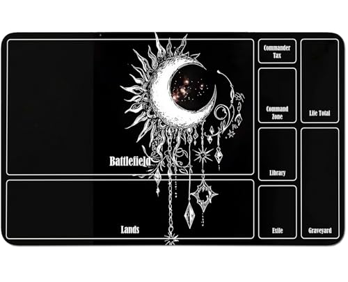 RWUTYTIUL for MTG Card Playmat 24 X 14 Inch with A Zone, Stitched Play Mat for Commander Board TCG RPG CCG Game Desktop Tablet Mouse Pad for Playing Accessories, Moon Black RWUTYTIUL for MTG Card Playmat 24 X 14 Inch with A Zone, Stitched Play Mat for Commander Board TCG RPG CCG Game Desktop Tablet Mouse Pad for Playing Accessories, Moon Black von RWUTYTIUL