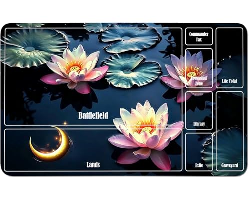 RWUTYTIUL for MTG Card Playmat 24 X 14 Inch with A Zone, Stitched Play Mat for Commander-Board TCG RPG CCG Game Desktop Tablet Mouse Pad for Playing Accessories, Moon Lotus Flower RWUTYTIUL for MTG Card Playmat 24 X 14 Inch with A Zone, Stitched Play Mat for Commander-Board TCG RPG CCG Game Desktop Tablet Mouse Pad for Playing Accessories, Moon Lotus Flower von RWUTYTIUL