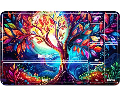 RWUTYTIUL for MTG Card Playmat 24 X 14 Inch with A Zone, Stitched Play Mat for Commander-Board TCG RPG CCG Game Desktop Tablet Mouse Pad for Playing Accessories, Moon Tree 01 von RWUTYTIUL