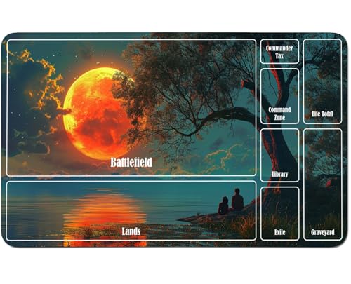 RWUTYTIUL for MTG Card Playmat 24 X 14 Inch with A Zone, Stitched Play Mat for Commander-Board TCG RPG CCG Game Desktop Tablet Mouse Pad for Playing Accessories, Moon Tree von RWUTYTIUL