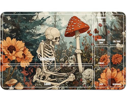 RWUTYTIUL for MTG Card Playmat 24 X 14 Inch with A Zone, Stitched Play Mat for Commander Board TCG RPG CCG Game Desktop Tablet Mouse Pad for Playing Accessories, Mushroom Skull 01 RWUTYTIUL for MTG Card Playmat 24 X 14 Inch with A Zone, Stitched Play Mat for Commander Board TCG RPG CCG Game Desktop Tablet Mouse Pad for Playing Accessories, Mushroom Skull 01 von RWUTYTIUL