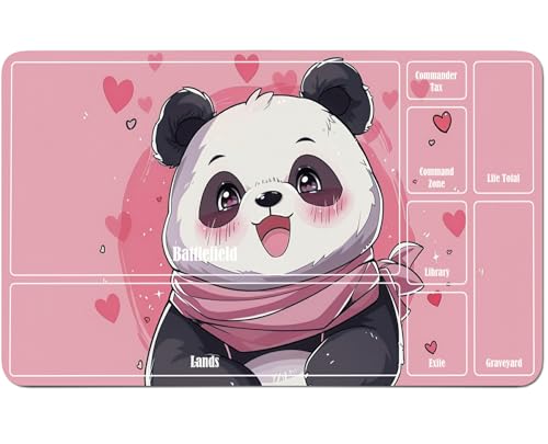 RWUTYTIUL for MTG Card Playmat 24 X 14 Inch with A Zone, Stitched Play Mat for Commander Board TCG RPG CCG Game Desktop Tablet Mouse Pad for Playing Accessories, Pink Panda von RWUTYTIUL