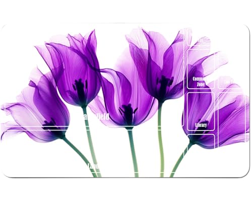 RWUTYTIUL for MTG Card Playmat 24 X 14 Inch with A Zone, Stitched Play Mat for Commander Board TCG RPG CCG Game Desktop Tablet Mouse Pad for Playing Accessories, Purple Flowers RWUTYTIUL for MTG Card Playmat 24 X 14 Inch with A Zone, Stitched Play Mat for Commander Board TCG RPG CCG Game Desktop Tablet Mouse Pad for Playing Accessories, Purple Flowers von RWUTYTIUL