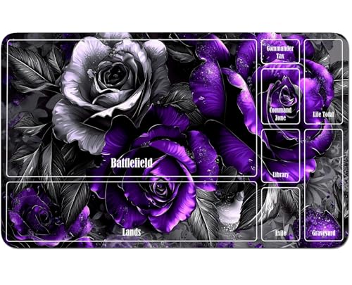 RWUTYTIUL for MTG Card Playmat 24 X 14 Inch with A Zone, Stitched Play Mat for Commander-Board TCG RPG CCG Game Desktop Tablet Mouse Pad for Playing Accessories, Purple Gray Rose RWUTYTIUL for MTG Card Playmat 24 X 14 Inch with A Zone, Stitched Play Mat for Commander-Board TCG RPG CCG Game Desktop Tablet Mouse Pad for Playing Accessories, Purple Gray Rose von RWUTYTIUL