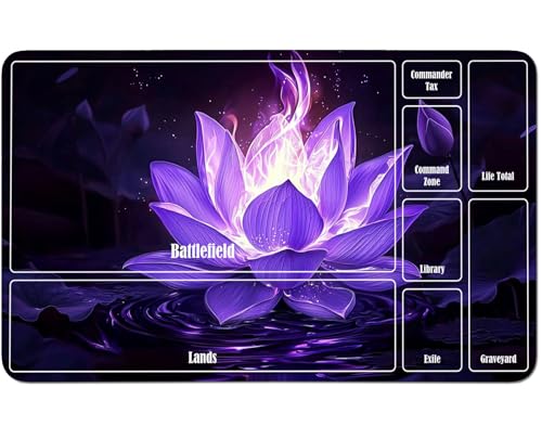 RWUTYTIUL for MTG Card Playmat 24 X 14 Inch with A Zone, Stitched Play Mat for Commander-Board TCG RPG CCG Game Desktop Tablet Mouse Pad for Playing Accessories, Purple Lotus Flower von RWUTYTIUL