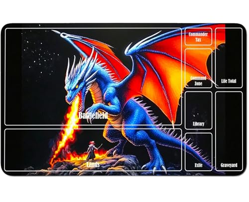 RWUTYTIUL for MTG Card Playmat 24 X 14 Inch with A Zone, Stitched Play Mat for Commander-Board TCG RPG CCG Game Desktop Tablet Mouse Pad for Playing Accessories, Red Winged Dragon von RWUTYTIUL
