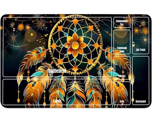 RWUTYTIUL for MTG Card Playmat 24 X 14 Inch with A Zone, Stitched Play Mat for Commander Board TCG RPG CCG Game Desktop Tablet Mouse Pad for Playing Accessories, Yellow Dreamcatcher RWUTYTIUL for MTG Card Playmat 24 X 14 Inch with A Zone, Stitched Play Mat for Commander Board TCG RPG CCG Game Desktop Tablet Mouse Pad for Playing Accessories, Yellow Dreamcatcher von RWUTYTIUL