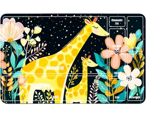 RWUTYTIUL for MTG Card Playmat 24 X 14 Inch with A Zone, Stitched Play Mat for Commander Board TCG RPG CCG Game Desktop Tablet Mouse Pad for Playing Accessories, Yellow Giraffe von RWUTYTIUL