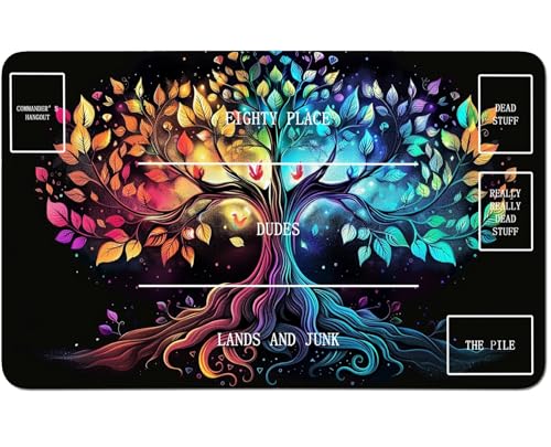 RWUTYTIUL for MTG Card Playmat 24 X 14 Inch with B Zone, Stitched Play Mat for Commander Board TCG RPG CCG Game Desktop Tablet Mouse Pad for Playing Accessories, Black Art Tree von RWUTYTIUL