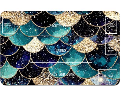 RWUTYTIUL for MTG Card Playmat 24 X 14 Inch with B Zone, Stitched Play Mat for Commander Board TCG RPG CCG Game Desktop Tablet Mouse Pad for Playing Accessories, Blue Art Scale RWUTYTIUL for MTG Card Playmat 24 X 14 Inch with B Zone, Stitched Play Mat for Commander Board TCG RPG CCG Game Desktop Tablet Mouse Pad for Playing Accessories, Blue Art Scale von RWUTYTIUL