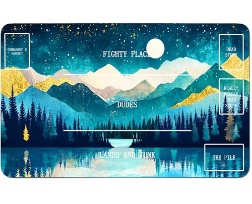 RWUTYTIUL for MTG Card Playmat 24 X 14 Inch with B Zone, Stitched Play Mat for Commander Board TCG RPG CCG Game Desktop Tablet Mouse Pad for Playing Accessories, Blue Mountains Moon RWUTYTIUL for MTG Card Playmat 24 X 14 Inch with B Zone, Stitched Play Mat for Commander Board TCG RPG CCG Game Desktop Tablet Mouse Pad for Playing Accessories, Blue Mountains Moon von RWUTYTIUL