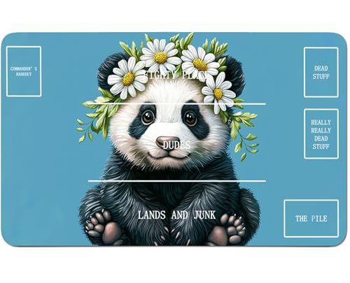 RWUTYTIUL for MTG Card Playmat 24 X 14 Inch with B Zone, Stitched Play Mat for Commander Board TCG RPG CCG Game Desktop Tablet Mouse Pad for Playing Accessories, Daisy Panda von RWUTYTIUL