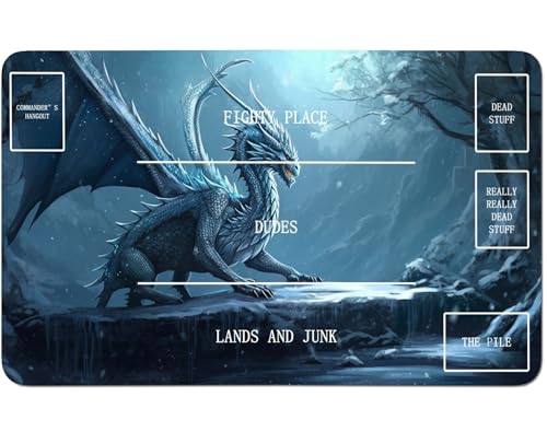 RWUTYTIUL for MTG Card Playmat 24 X 14 Inch with B Zone, Stitched Play Mat for Commander-Board TCG RPG CCG Game Desktop Tablet Mouse Pad for Playing Accessories, Gray Cherub von RWUTYTIUL