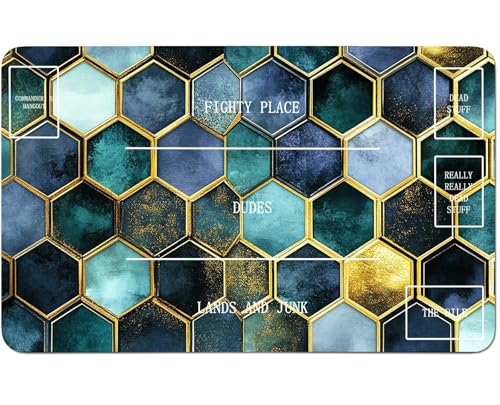 RWUTYTIUL for MTG Card Playmat 24 X 14 Inch with B Zone, Stitched Play Mat for Commander Board TCG RPG CCG Game Desktop Tablet Mouse Pad for Playing Accessories, Green Bee Network von RWUTYTIUL