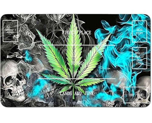 RWUTYTIUL for MTG Card Playmat 24 X 14 Inch with B Zone, Stitched Play Mat for Commander Board TCG RPG CCG Game Desktop Tablet Mouse Pad for Playing Accessories, Leaf Skull von RWUTYTIUL