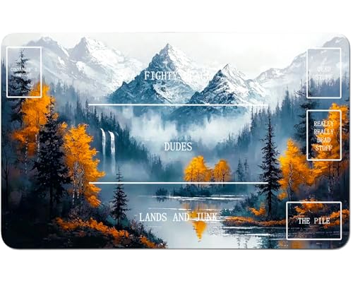 RWUTYTIUL for MTG Card Playmat 24 X 14 Inch with B Zone, Stitched Play Mat for Commander Board TCG RPG CCG Game Desktop Tablet Mouse Pad for Playing Accessories, Maple Mountain Range von RWUTYTIUL