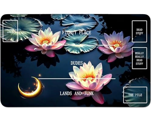RWUTYTIUL for MTG Card Playmat 24 X 14 Inch with B Zone, Stitched Play Mat for Commander Board TCG RPG CCG Game Desktop Tablet Mouse Pad for Playing Accessories, Moon Lotus Flower RWUTYTIUL for MTG Card Playmat 24 X 14 Inch with B Zone, Stitched Play Mat for Commander Board TCG RPG CCG Game Desktop Tablet Mouse Pad for Playing Accessories, Moon Lotus Flower von RWUTYTIUL