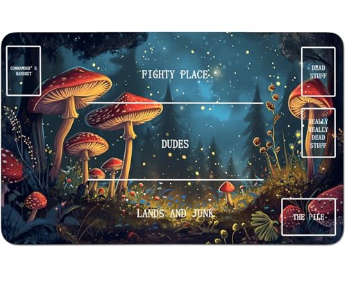 RWUTYTIUL for MTG Card Playmat 24 X 14 Inch with B Zone, Stitched Play Mat for Commander Board TCG RPG CCG Game Desktop Tablet Mouse Pad for Playing Accessories, Mushroom Mountains RWUTYTIUL for MTG Card Playmat 24 X 14 Inch with B Zone, Stitched Play Mat for Commander Board TCG RPG CCG Game Desktop Tablet Mouse Pad for Playing Accessories, Mushroom Mountains von RWUTYTIUL