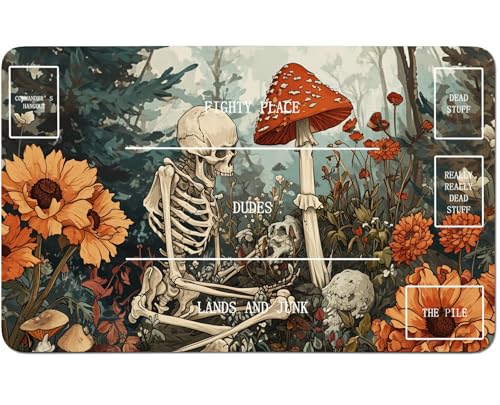 RWUTYTIUL for MTG Card Playmat 24 X 14 Inch with B Zone, Stitched Play Mat for Commander Board TCG RPG CCG Game Desktop Tablet Mouse Pad for Playing Accessories, Mushroom Skull 01 RWUTYTIUL for MTG Card Playmat 24 X 14 Inch with B Zone, Stitched Play Mat for Commander Board TCG RPG CCG Game Desktop Tablet Mouse Pad for Playing Accessories, Mushroom Skull 01 von RWUTYTIUL