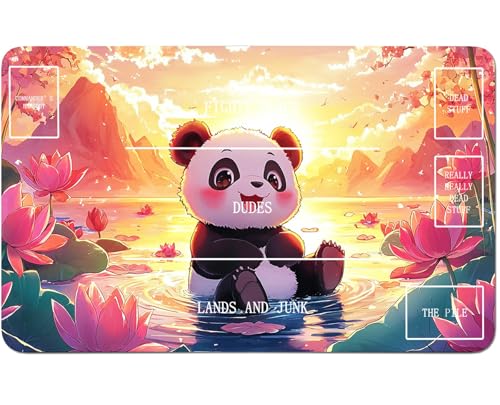 RWUTYTIUL for MTG Card Playmat 24 X 14 Inch with B Zone, Stitched Play Mat for Commander Board TCG RPG CCG Game Desktop Tablet Mouse Pad for Playing Accessories, Pink Lotus Panda von RWUTYTIUL