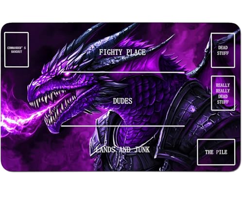 RWUTYTIUL for MTG Card Playmat 24 X 14 Inch with B Zone, Stitched Play Mat for Commander Board TCG RPG CCG Game Desktop Tablet Mouse Pad for Playing Accessories, Purple Flame Dragon RWUTYTIUL for MTG Card Playmat 24 X 14 Inch with B Zone, Stitched Play Mat for Commander Board TCG RPG CCG Game Desktop Tablet Mouse Pad for Playing Accessories, Purple Flame Dragon von RWUTYTIUL