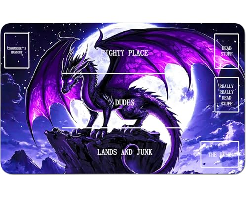 RWUTYTIUL for MTG Card Playmat 24 X 14 Inch with B Zone, Stitched Play Mat for Commander Board TCG RPG CCG Game Desktop Tablet Mouse Pad for Playing Accessories, Purple Moon Dragon RWUTYTIUL for MTG Card Playmat 24 X 14 Inch with B Zone, Stitched Play Mat for Commander Board TCG RPG CCG Game Desktop Tablet Mouse Pad for Playing Accessories, Purple Moon Dragon von RWUTYTIUL