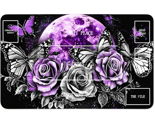RWUTYTIUL for MTG Card Playmat 24 X 14 Inch with B Zone, Stitched Play Mat for Commander Board TCG RPG CCG Game Desktop Tablet Mouse Pad for Playing Accessories, Purple Moon Rose RWUTYTIUL for MTG Card Playmat 24 X 14 Inch with B Zone, Stitched Play Mat for Commander Board TCG RPG CCG Game Desktop Tablet Mouse Pad for Playing Accessories, Purple Moon Rose von RWUTYTIUL