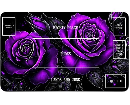 RWUTYTIUL for MTG Card Playmat 24 X 14 Inch with B Zone, Stitched Play Mat for Commander Board TCG RPG CCG Game Desktop Tablet Mouse Pad for Playing Accessories, Purple Rose 02 von RWUTYTIUL