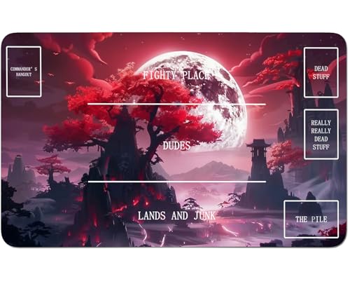 RWUTYTIUL for MTG Card Playmat 24 X 14 Inch with B Zone, Stitched Play Mat for Commander Board TCG RPG CCG Game Desktop Tablet Mouse Pad for Playing Accessories, Red Village von RWUTYTIUL