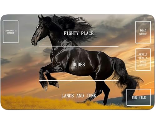 RWUTYTIUL for MTG Card Playmat 24 X 14 Inch with B Zone, Stitched Play Mat for Commander Board TCG RPG CCG Game Desktop Tablet Mouse Pad for Playing Accessories, Running Horse von RWUTYTIUL