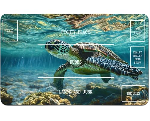 RWUTYTIUL for MTG Card Playmat 24 X 14 Inch with B Zone, Stitched Play Mat for Commander Board TCG RPG CCG Game Desktop Tablet Mouse Pad for Playing Accessories, Sea Turtle von RWUTYTIUL
