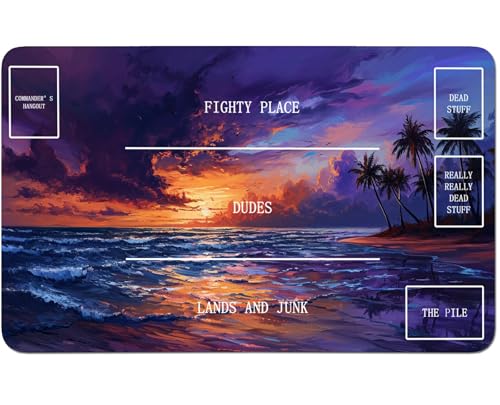 RWUTYTIUL for MTG Card Playmat 24 X 14 Inch with B Zone, Stitched Play Mat for Commander Board TCG RPG CCG Game Desktop Tablet Mouse Pad for Playing Accessories, Sunset Beach von RWUTYTIUL