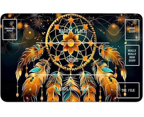 RWUTYTIUL for MTG Card Playmat 24 X 14 Inch with B Zone, Stitched Play Mat for Commander Board TCG RPG CCG Game Desktop Tablet Mouse Pad for Playing Accessories, Yellow Dreamcatcher RWUTYTIUL for MTG Card Playmat 24 X 14 Inch with B Zone, Stitched Play Mat for Commander Board TCG RPG CCG Game Desktop Tablet Mouse Pad for Playing Accessories, Yellow Dreamcatcher von RWUTYTIUL