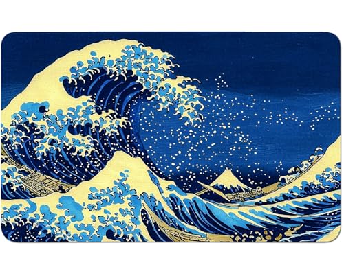 RWUTYTIUL for MTG Card Playmat 24 X 14 Inch with No Zone, Stitched Play Mat for Commander Board TCG RPG CCG Game Desktop Tablet Mouse Pad for Playing Accessories, Blue Waves von RWUTYTIUL