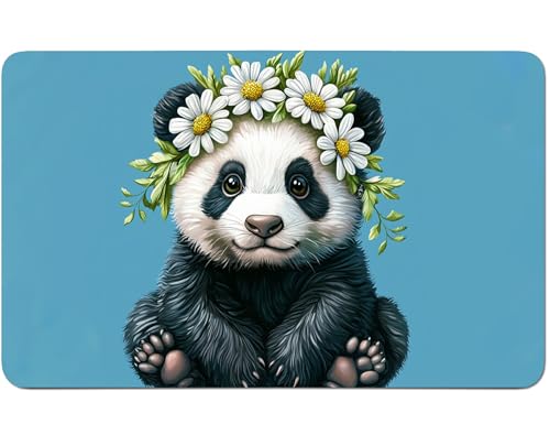 RWUTYTIUL for MTG Card Playmat 24 X 14 Inch with No Zone, Stitched Play Mat for Commander Board TCG RPG CCG Game Desktop Tablet Mouse Pad for Playing Accessories, Daisy Panda von RWUTYTIUL