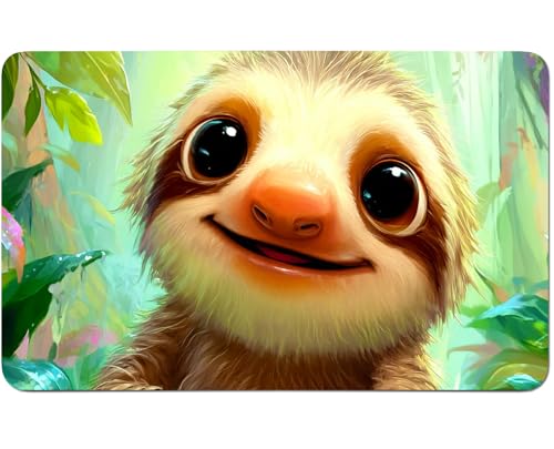 RWUTYTIUL for MTG Card Playmat 24 X 14 Inch with No Zone, Stitched Play Mat for Commander Board TCG RPG CCG Game Desktop Tablet Mouse Pad for Playing Accessories, Faultier Leaves von RWUTYTIUL
