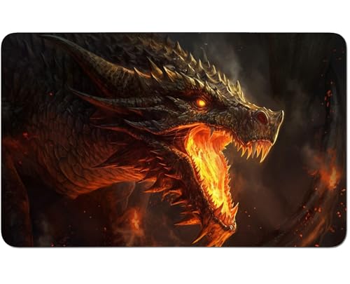 RWUTYTIUL for MTG Card Playmat 24 X 14 Inch with No Zone, Stitched Play Mat for Commander-Board TCG RPG CCG Game Desktop Tablet Mouse Pad for Playing Accessories, Flame Gray Dragon RWUTYTIUL for MTG Card Playmat 24 X 14 Inch with No Zone, Stitched Play Mat for Commander-Board TCG RPG CCG Game Desktop Tablet Mouse Pad for Playing Accessories, Flame Gray Dragon von RWUTYTIUL