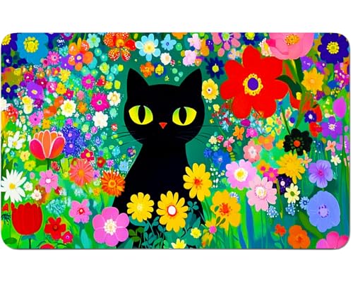 RWUTYTIUL for MTG Card Playmat 24 X 14 Inch with No Zone, Stitched Play Mat for Commander-Board TCG RPG CCG Game Desktop Tablet Mouse Pad for Playing Accessories, Flower Black Cat RWUTYTIUL for MTG Card Playmat 24 X 14 Inch with No Zone, Stitched Play Mat for Commander-Board TCG RPG CCG Game Desktop Tablet Mouse Pad for Playing Accessories, Flower Black Cat von RWUTYTIUL