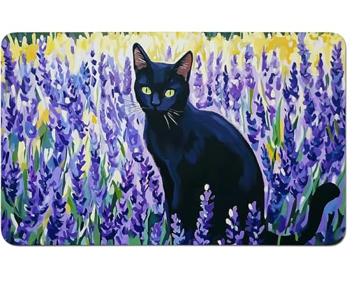 RWUTYTIUL for MTG Card Playmat 24 X 14 Inch with No Zone, Stitched Play Mat for Commander-Board TCG RPG CCG Game Desktop Tablet Mouse Pad for Playing Accessories, Lavender Cat von RWUTYTIUL