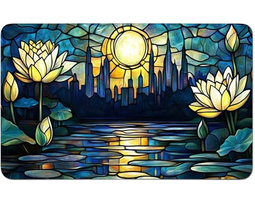 RWUTYTIUL for MTG Card Playmat 24 X 14 Inch with No Zone, Stitched Play Mat for Commander Board TCG RPG CCG Game Desktop Tablet Mouse Pad for Playing Accessories, Lotus Leaf Moon RWUTYTIUL for MTG Card Playmat 24 X 14 Inch with No Zone, Stitched Play Mat for Commander Board TCG RPG CCG Game Desktop Tablet Mouse Pad for Playing Accessories, Lotus Leaf Moon von RWUTYTIUL