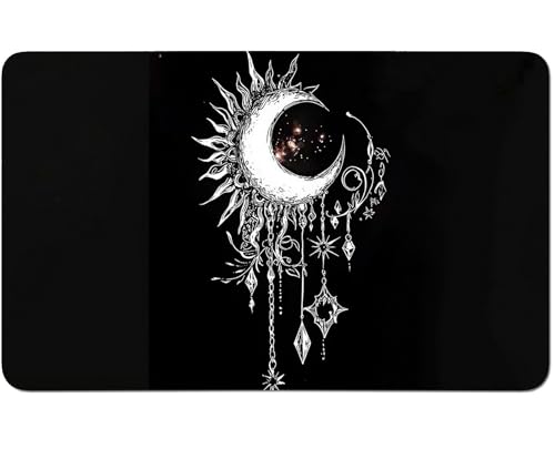 RWUTYTIUL for MTG Card Playmat 24 X 14 Inch with No Zone, Stitched Play Mat for Commander Board TCG RPG CCG Game Desktop Tablet Mouse Pad for Playing Accessories, Moon Black von RWUTYTIUL