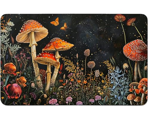 RWUTYTIUL for MTG Card Playmat 24 X 14 Inch with No Zone, Stitched Play Mat for Commander Board TCG RPG CCG Game Desktop Tablet Mouse Pad for Playing Accessories, Mushroom Forest von RWUTYTIUL