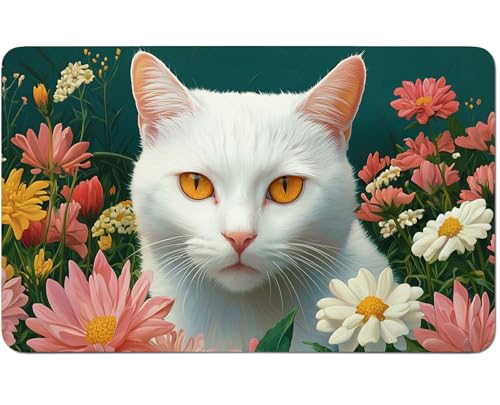 RWUTYTIUL for MTG Card Playmat 24 X 14 Inch with No Zone, Stitched Play Mat for Commander-Board TCG RPG CCG Game Desktop Tablet Mouse Pad for Playing Accessories, Pink Flower Cat RWUTYTIUL for MTG Card Playmat 24 X 14 Inch with No Zone, Stitched Play Mat for Commander-Board TCG RPG CCG Game Desktop Tablet Mouse Pad for Playing Accessories, Pink Flower Cat von RWUTYTIUL