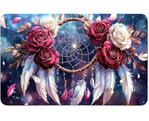 RWUTYTIUL for MTG Card Playmat 24 X 14 Inch with No Zone, Stitched Play Mat for Commander Board TCG RPG CCG Game Desktop Tablet Mouse Pad for Playing Accessories, Purple Dream Catcher von RWUTYTIUL