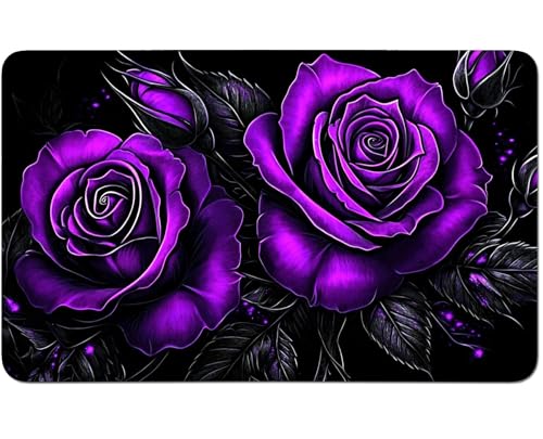 RWUTYTIUL for MTG Card Playmat 24 X 14 Inch with No Zone, Stitched Play Mat for Commander-Board TCG RPG CCG Game Desktop Tablet Mouse Pad for Playing Accessories, Purple Rose 02 von RWUTYTIUL
