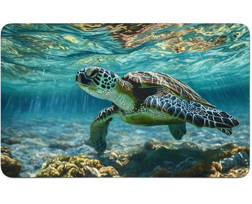 RWUTYTIUL for MTG Card Playmat 24 X 14 Inch with No Zone, Stitched Play Mat for Commander Board TCG RPG CCG Game Desktop Tablet Mouse Pad for Playing Accessories, Sea Turtle von RWUTYTIUL