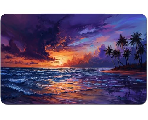 RWUTYTIUL for MTG Card Playmat 24 X 14 Inch with No Zone, Stitched Play Mat for Commander-Board TCG RPG CCG Game Desktop Tablet Mouse Pad for Playing Accessories, Sunset Beach von RWUTYTIUL