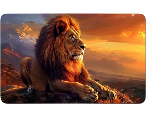 RWUTYTIUL for MTG Card Playmat 24 X 14 Inch with No Zone, Stitched Play Mat for Commander Board TCG RPG CCG Game Desktop Tablet Mouse Pad for Playing Accessories, Sunset Lion von RWUTYTIUL