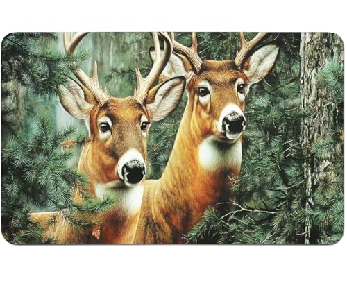 RWUTYTIUL for MTG Card Playmat 24 X 14 Inch with No Zone, Stitched Play Mat for Commander Board TCG RPG CCG Game Desktop Tablet Mouse Pad for Playing Accessories, Two Forest Deer von RWUTYTIUL